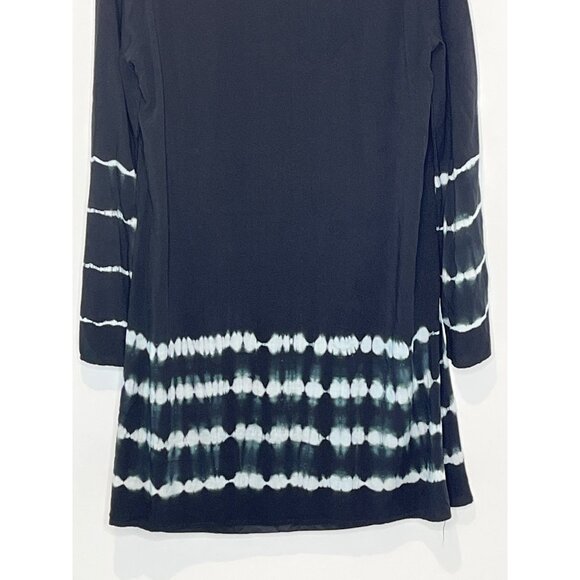 She + Sky Black White Tie Dye Bell Sleeve A-Line Dress Sz Small - Picture 10 of 12